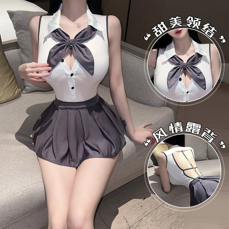 洛蔓希 情趣内衣 性感jk制服诱惑学生装 sm角色扮演日系软妹二次元露背连体衣 情趣睡衣校园激情套装H9701